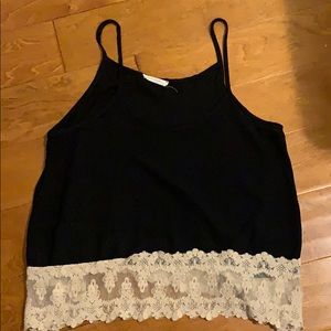Black flowy top with lace detail